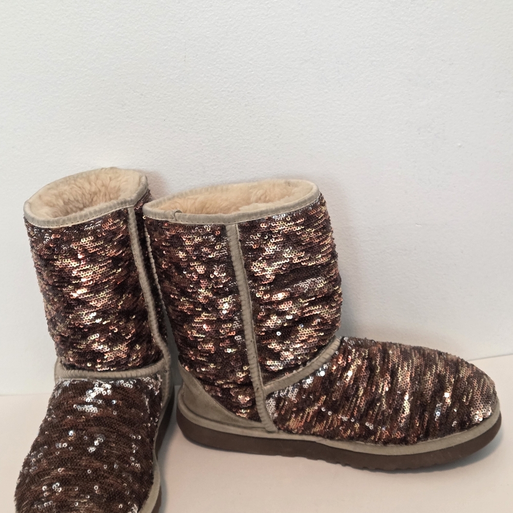 UGG Gold Sequin Classic Short Boots - Picture 8 of 16